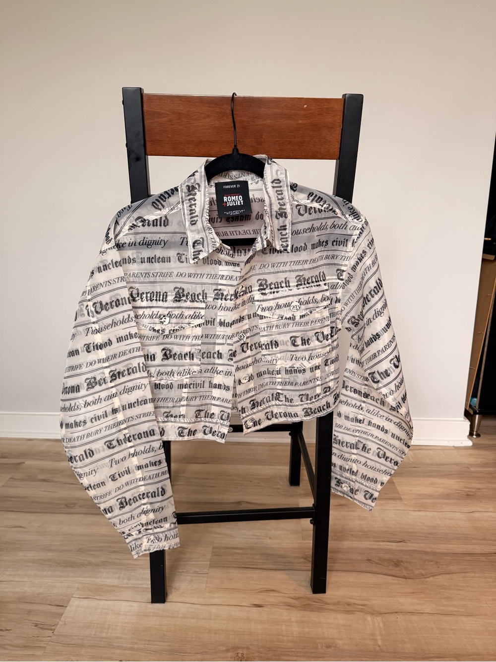 Romeo & Juliet Couture Sheer Graphic Cropped Jacket